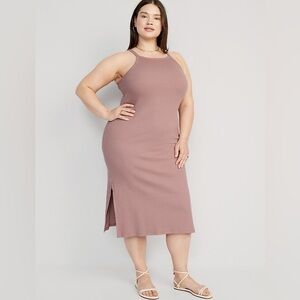 Old Navy Women Mauve Casual Side Slits Pullover Sleeveless RibKnit Midi Dress 4x
